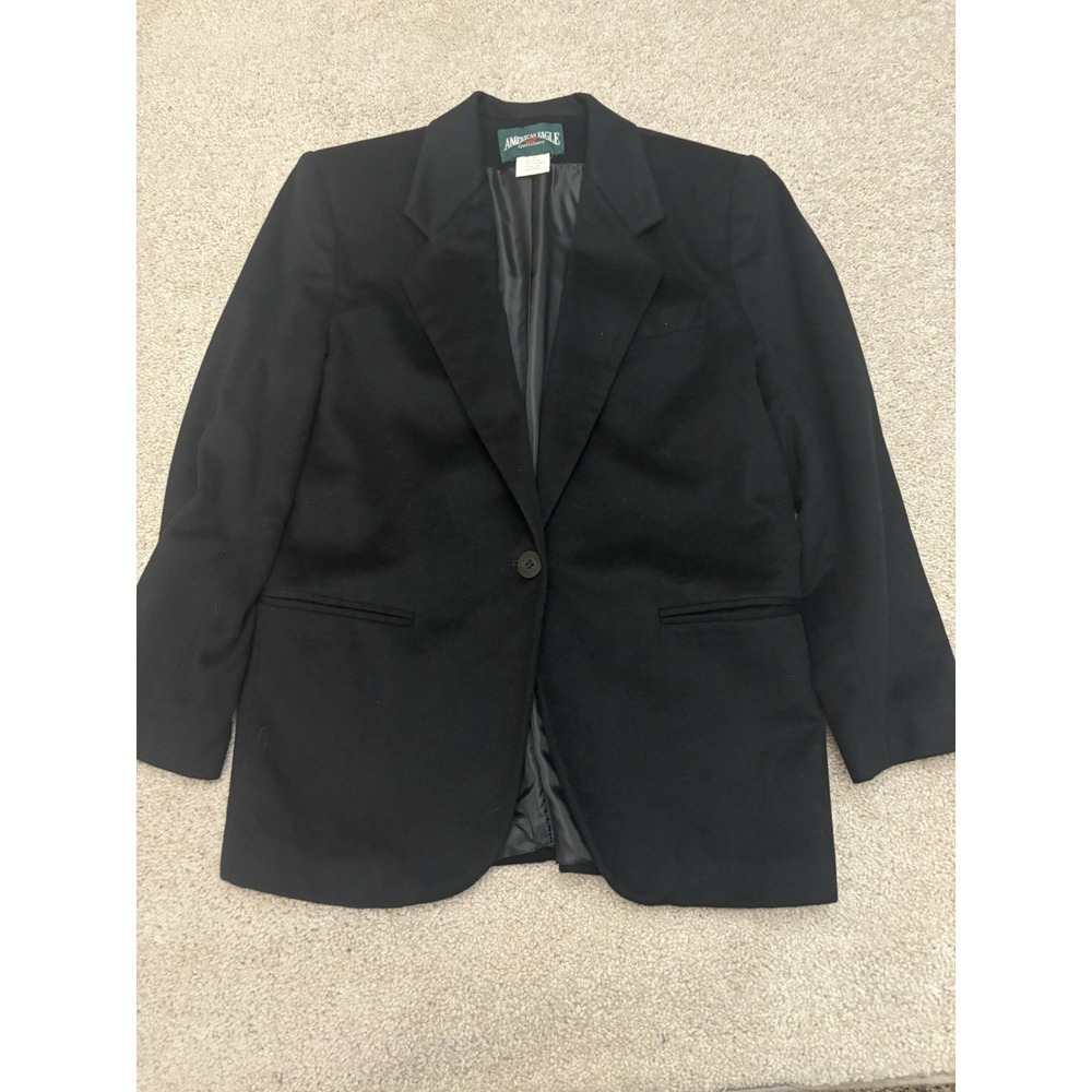 VTG Y2K Women's American Eagle Black Wool Cashmere Blend Blazer Size Small